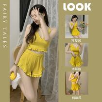 Summer with chest mat sexy suspension shorts pajamas suit women in summer pure desire sweet home suit