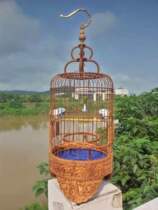Double relief Eighteen Arhats boutique carving Prince cage embroidered eye cage Golden Green swift bird cage 48 miscellaneous bird cage