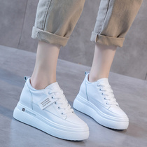  Hong Kong leather white shoes womens thick-soled inner increase summer new 2021 explosive womens shoes all-match flat platform shoes
