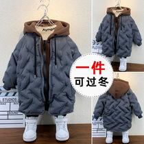 Childrens clothing boys plus velvet cotton coat 2021 new winter baby thick coat cotton padded jacket children Foreign style winter cotton clothing