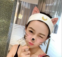 Japan water ice moon cute cartoon cat ears moon embroidery wash face wash makeup hairband hoop girl