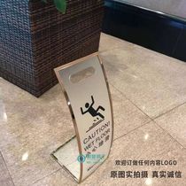 Stainless steel carefully slip Cleaning work Construction maintenance in progress Sign board Tip board Sign board