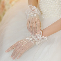 Lace Tulle mesh short gloves Bride Princess Maid Adult female seduction Sex underwear with accessories