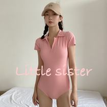 (little sister) niche Polo lapel design temperament short sleeve leisure diving surfing swimsuit ins ins