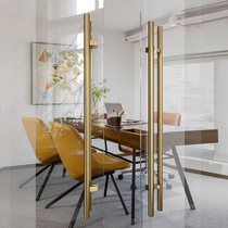 Modern minimalist stainless steel glass door handle light lavish rose gold large handle hotel bag compartment real wood door handle