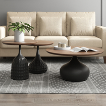 Light extravagant Nordic Italian style minimalist sofa bed tea corner a few living room designer Oval Iron Art Solid Wood Table