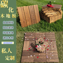 Balcony anti-corrosion carbonized wood floor Terrace floor laying Indoor outdoor waterproof courtyard diy splicing self-paving