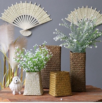 Straw pastoral home decoration seaweed hand woven storage basket pure natural flower basket vase flower vase flower bucket