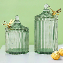 Creative Nordic light luxury crystal glass candy jar with lid storage jar home living room snack sugar jar ornaments