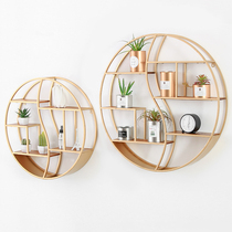 Nordic living room background wall decoration light luxury wall rack nail beauty salon Barber shop wrought iron wall rack