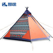 Figure Ttu outdoor 3-4 people thick camping field tent camping rain-proof Indian household triangle tent