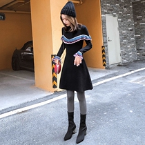 European station 2021 autumn and winter New knitted dress female French slim temperament fashion fairy skirt