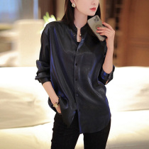 European station 2021 autumn new gilt blue collar long sleeve shirt female design sense niche temperament shirt top