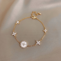 South Korea 18K rose gold vintage clover bracelet female 2021 New sweet non-fading sterling silver girlfriends bracelet