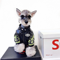 Tide brand dog clothes Schnauzer Teddy Dafa winter plus velvet locomotive Phoenix leather clothing stitching sweater coat