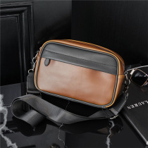 Hong Kong leather horizontal casual shoulder bag fashion Men bag Shoulder Bag Mens camera bag trend Business Bag