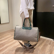 Cowhide crossbody bag travel portable large capacity can set pull rod leather travel bag female short-distance luggage bag