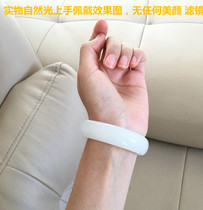 Fidelity Xinjiang Hetian Jade white jade bracelet female sheep fat jade seed natural black mountain material old pit jade bracelet