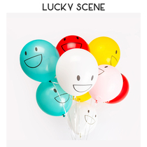 (Auspicious Props) 12 Inch Round Smiley Face Balloon Korea Ins Nets Red Balloon Latex Birthday Wedding Party
