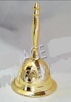 Imported Pentacle Brass Gold Polish Altar Bell gilded pentagram wattle (now