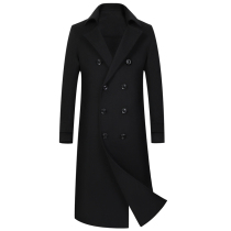 Luxury handmade double-sided cashmere coat men long knee autumn and winter double-breasted Korean slim wool coat