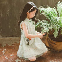 Girl Summer Clothing Hanfu Dress 2022 New China Wind Polo Children Dress Girl Dress Girl Summer Thin flawless qipao