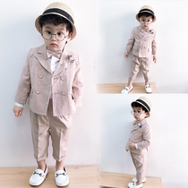 Childrens suit suit flower boy dress pink suit baby Birthday Handsome dress Korean casual