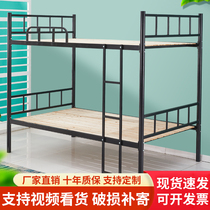 Upper and lower iron frame bed modern apartment staff dormitory student dormitory high and low bed adult simple double iron plate bed