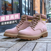 Camel hiking shoes high pink Martin boots men and women couples waterproof non-slip autumn winter outdoor rhubarb shoes snow boots