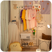  Girls heart room floor-to-ceiling coat rack Single-pole indoor household hanging clothes balcony simple clothes rack