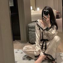 (Pure Love Imperial sister) 2021 Spring and Autumn New silky pajamas set French lace home clothing women