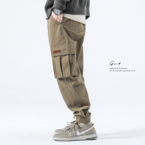 GWIT heavy high density twill Spring and Autumn New American casual big pocket loose toe leg trousers men