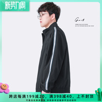 GWIT Sympatex stitching contrast Spring and Autumn new loose top trend stand collar casual jacket jacket men