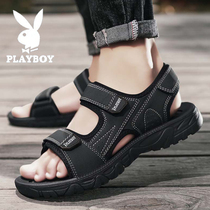 Floral Playboy slippers Mens 2022 Summer non-slip Deodorant Exterior Wearing Beach Shoes Advanced Sensual Genuine Leather Men Cool Shoes Tide