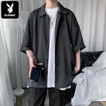 Playboy high-end sense of shirt mens short-sleeved summer Port fashion brand Ruffian handsome dk uniform casual shirt jacket