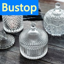 Crystal candy jar glass European style home exquisite sugar cup storage box storage jar transparent wedding sugar jar ornaments