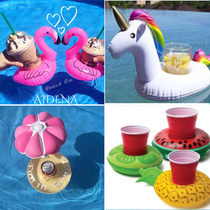 Inflatable Watermelon Lemon Pineapple Flamingo Water Coke Cup Seat Drink Cup Totoy Loving Swim Ring