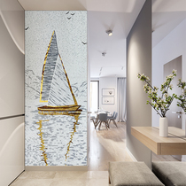 Art mosaic background wall porch living room aisle toilet simple modern sailing glass cut painting mosaic