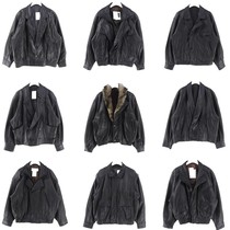 vintage Antique Leather Clothes Retro American Short Loose Pilot Leather Jacket Neutral Sweater Cover B101