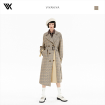 (Contrast color plaid long windbreaker) Contrast color large check double-breasted windbreaker V213FYG105