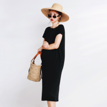 LAMMA French) ELEGENT) design cocoon-type mercerized cotton maternity dress knitting long spring and summer