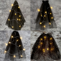 Halloween veil headdress Super fairy son Net red photo props retro female license registration puffy short black