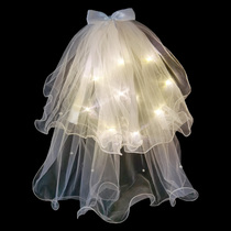 Net red veil photo props with light flash head yarn trembles with super Xiansen childrens bow headgear