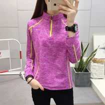 Special clearance quick clothes women long sleeves spring and autumn thin velvet winter sports leisure running stretch mountaineering size T-shirt