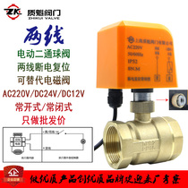 Electric two-way ball valve 24v two-wire normally open normally closed type 220V switch valve 12V drain valve solar solenoid valve