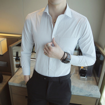 Rich Bird Spring and Autumn white shirt men long sleeve slim professional work men business dress stripes inch clothes tide