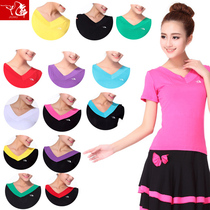 Nine dance new square dance V-neck short-sleeved top dance suit Summer womens large size fitness suit Yoga suit dance suit