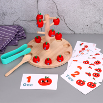 2 years old 3 baby exercise small hand fine focus picking Apple game monteshi early education number put into educational toys