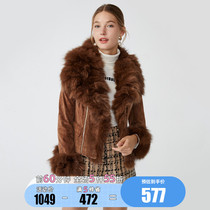 Aya Vero Moda 2021 Autumn and winter fox fur fur stitching dark buckle belt leather) 319428507