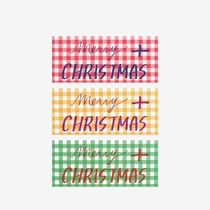 90 Christmas Merry Christmas Cake Box Pack Baking Decorative Sealing Sticker Plaid 8*3.5